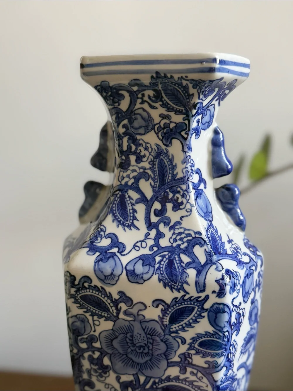 Blue and White Floral Porcelain Vase